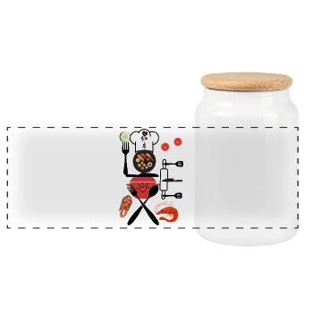 Sushi-Grill-Meeresfrüchte-Stil - Panorama Keksdose mit Holzdeckel - Weiß - Vorne