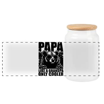 Papa wie ein Opa Nur Cooler, Cooler Bär - Panorama Keksdose mit Holzdeckel - Weiß - Vorne