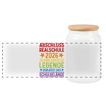 Secondary school graduation 2026 - Panoramic Cookie Jar with Wooden Lid - white - Front