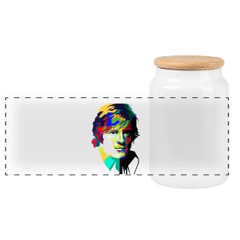 70s Classic Movie Pop Art - Panoramic Cookie Jar with Wooden Lid - white - Front