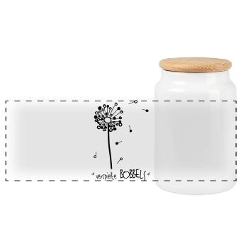 Playful bobbles - the original by heavenlygoods - Panoramic Cookie Jar with Wooden Lid - white - Front