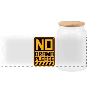 No Drama Please Rest Relaxation Relax Chill Fun - Panoramic Cookie Jar with Wooden Lid - white - Front