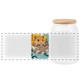 Hamster Ramen Nudeln Japanische Kunst Anime - Panorama Keksdose mit Holzdeckel - Weiß - Vorne
