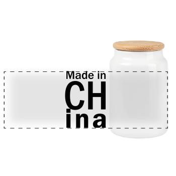 Fabriqué à CHina - Boîte à biscuits avec couvercle en bois - blanc - Devant