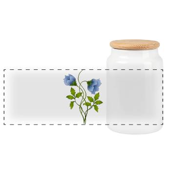Blumen - Panorama Keksdose mit Holzdeckel - Weiß - Vorne