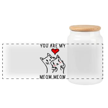 Valentinstag Katzen Katze Lustiger Spruch - Panorama Keksdose mit Holzdeckel - Weiß - Vorne