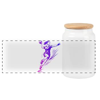 Simple Handball Idee für Handball fuer Frauen - Panorama Keksdose mit Holzdeckel - Weiß - Vorne