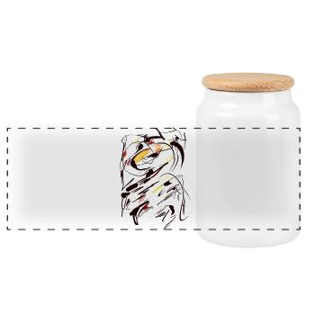 Abstract - Panoramic Cookie Jar with Wooden Lid - white - Front