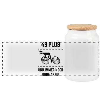 49 Plus – Immer Noch Ohne Akku! Fahrrad Rennrad B - Panorama Keksdose mit Holzdeckel - Weiß - Vorne