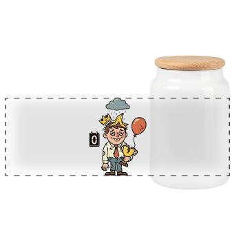Unlucky Loser Loser Non-Useful Loser - Panoramic Cookie Jar with Wooden Lid - white - Front
