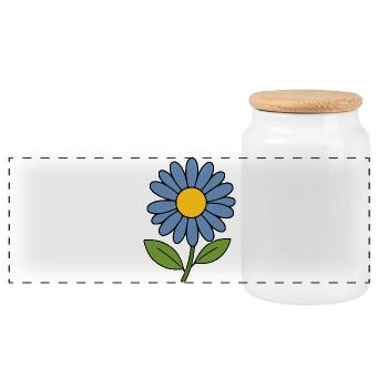 Blue Flower Floral Gift Birthday - Panoramic Cookie Jar with Wooden Lid - white - Front