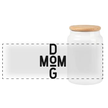 Dog Mom No1 - Panoramic Cookie Jar with Wooden Lid - white - Front