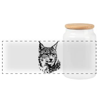 Lynx – graphismes minimalistes d’un chat sauvage - Boîte à biscuits avec couvercle en bois - blanc - Devant