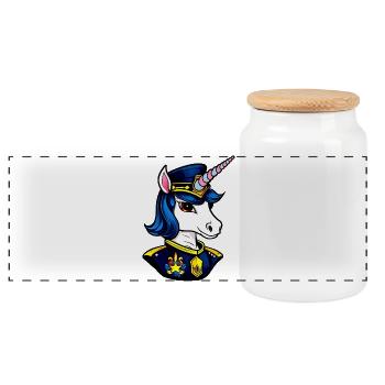 Licorne de la Police - Boîte à biscuits avec couvercle en bois - blanc - Devant