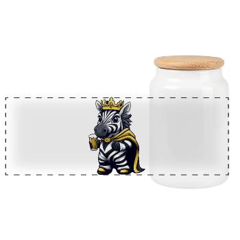 Zebra Bier König - Panorama Keksdose mit Holzdeckel - Weiß - Vorne