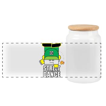 Bot de danse de la rue verte - Boîte à biscuits avec couvercle en bois - blanc - Devant