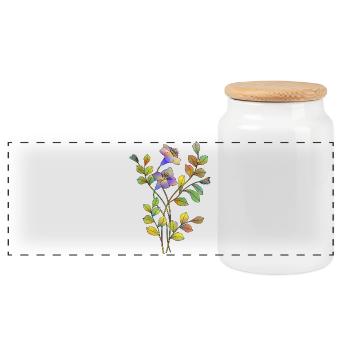 Fleur - Boîte à biscuits avec couvercle en bois - blanc - Devant