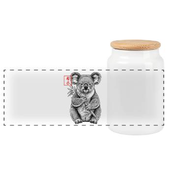 Koala Asian - Panoramic Cookie Jar with Wooden Lid - white - Front