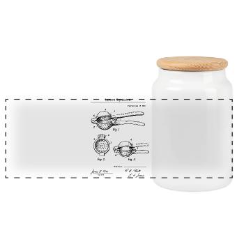 Lemon Squeezer Culinary Decor T-Shirt mit Patentmuster - Panorama Keksdose mit Holzdeckel - Weiß - Vorne