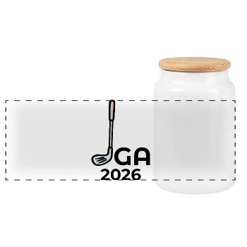 JGA 2026 GOLFSPIEL HOCHZEIT - Panorama Keksdose mit Holzdeckel - Weiß - Vorne