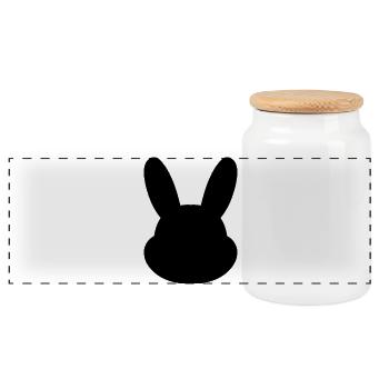 Bunny head - Panoramic Cookie Jar with Wooden Lid - white - Front