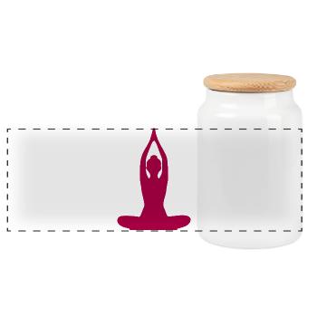 Yoga Formen Silhouetten Meditation - Panorama Keksdose mit Holzdeckel - Weiß - Vorne
