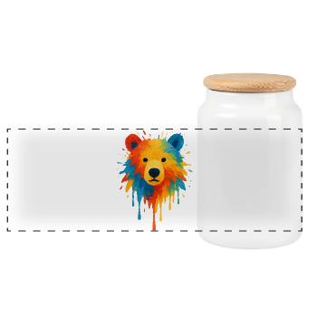 Bären-Aquarell-Tropfende Chroma-Kunst - Panorama Keksdose mit Holzdeckel - Weiß - Vorne