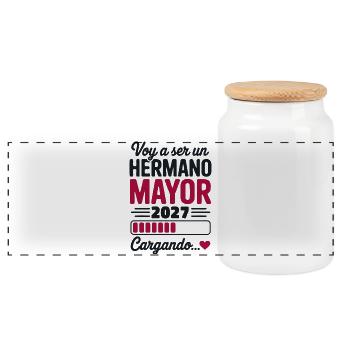 I'm going to be a big brother in 2027 - Panoramic Cookie Jar with Wooden Lid - white - Front