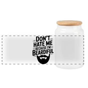 Ne me déteste pas parce que je suis beardiful - Boîte à biscuits avec couvercle en bois - blanc - Devant