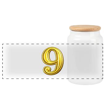 Golden Nine Digit Exquisite - Panoramic Cookie Jar with Wooden Lid - white - Front