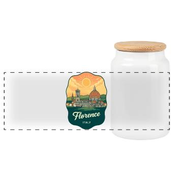Florence Duomo Retro Sunset Travel Badge - Panoramic Cookie Jar with Wooden Lid - white - Front