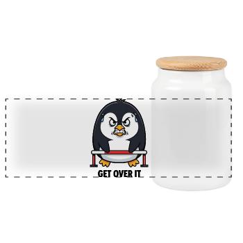 Athlète décalé de haies Penguin Drôle - Boîte à biscuits avec couvercle en bois - blanc - Devant