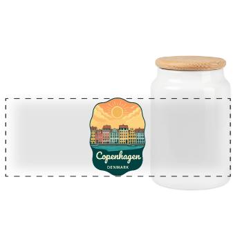 Badge Rétro Sunset de Copenhague Nyhavn - Boîte à biscuits avec couvercle en bois - blanc - Devant
