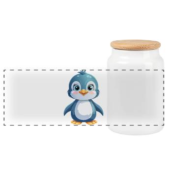 Sugar-sweet penguin moment - Panoramic Cookie Jar with Wooden Lid - white - Front