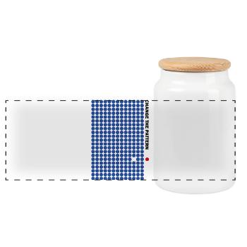 CHANGE THE PATTERN - Panoramic Cookie Jar with Wooden Lid - white - Front