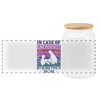 Für den Notfall ist meine Blutgruppe Mama-Shirt - Panorama Keksdose mit Holzdeckel - Weiß - Vorne