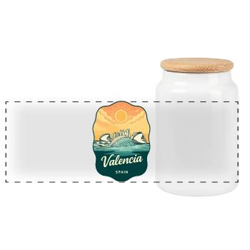 Badge de voyage Vintage Sunset de Valence Espagne - Boîte à biscuits avec couvercle en bois - blanc - Devant
