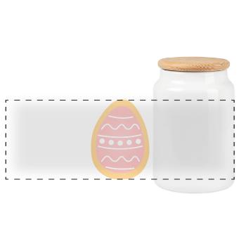 Biscuit Œuf de Pâques pastel - Boîte à biscuits avec couvercle en bois - blanc - Devant