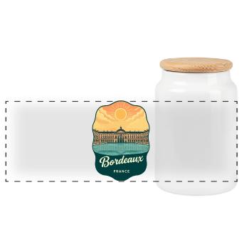 Emblème rétro de la Place de la Bourse à Bordeaux - Boîte à biscuits avec couvercle en bois - blanc - Devant