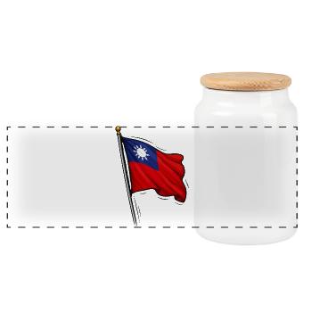 Motif du drapeau taïwanais - Boîte à biscuits avec couvercle en bois - blanc - Devant