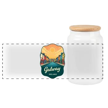 Badge de voyage vintage Sunset de Galway, Irlande - Boîte à biscuits avec couvercle en bois - blanc - Devant