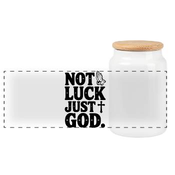 Pas la chance, juste Dieu - Boîte à biscuits avec couvercle en bois - blanc - Devant