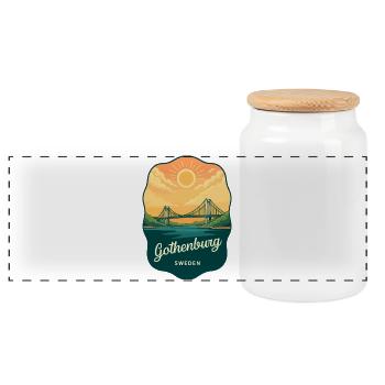 Badge de voyage rétro Sunset de Goteborg Suède - Boîte à biscuits avec couvercle en bois - blanc - Devant
