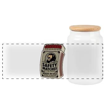 Boîte vintage des Lion Safety Matches - Boîte à biscuits avec couvercle en bois - blanc - Devant
