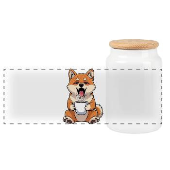 Süßer Fuchs Cartoon Kaffee Kaffeeliebhaber Büro - Panorama Keksdose mit Holzdeckel - Weiß - Vorne