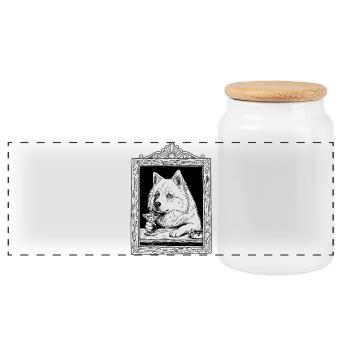 Eurasier | My Life - Panorama Keksdose mit Holzdeckel - Weiß - Vorne