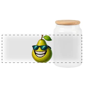 Cool Pear Summer Fruit Sweet Sunglasses - Panoramic Cookie Jar with Wooden Lid - white - Front