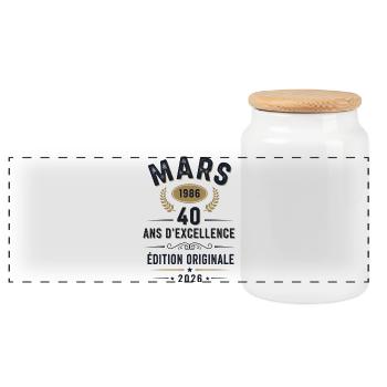  Cadeau Anniversaire 40 Ans Née en Mars 1986  - Boîte à biscuits avec couvercle en bois - blanc - Devant