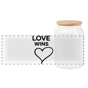 Love Wins Rainbow Love Statement Design - Panoramic Cookie Jar with Wooden Lid - white - Front