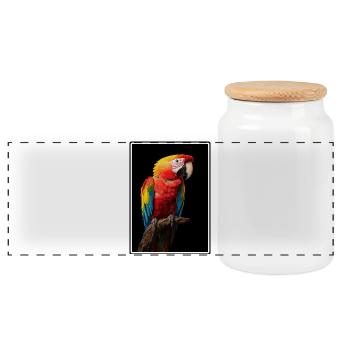 Macaw's Era - Panoramic Cookie Jar with Wooden Lid - white - Front